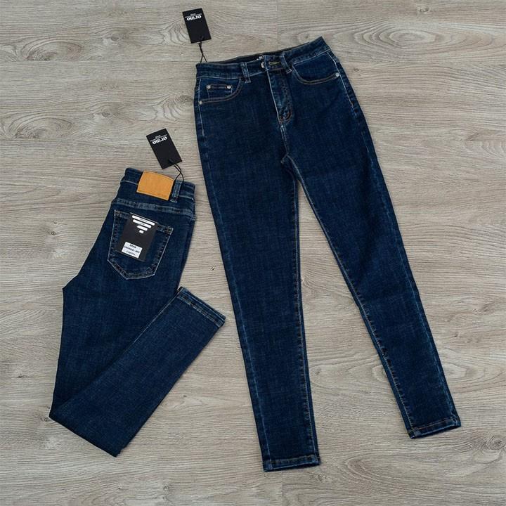 Quần jean nữ (03) lưng cao trơn màu xanh tiêu chất siêu giãn ( size 26 - 34 ) xx-03-ea55