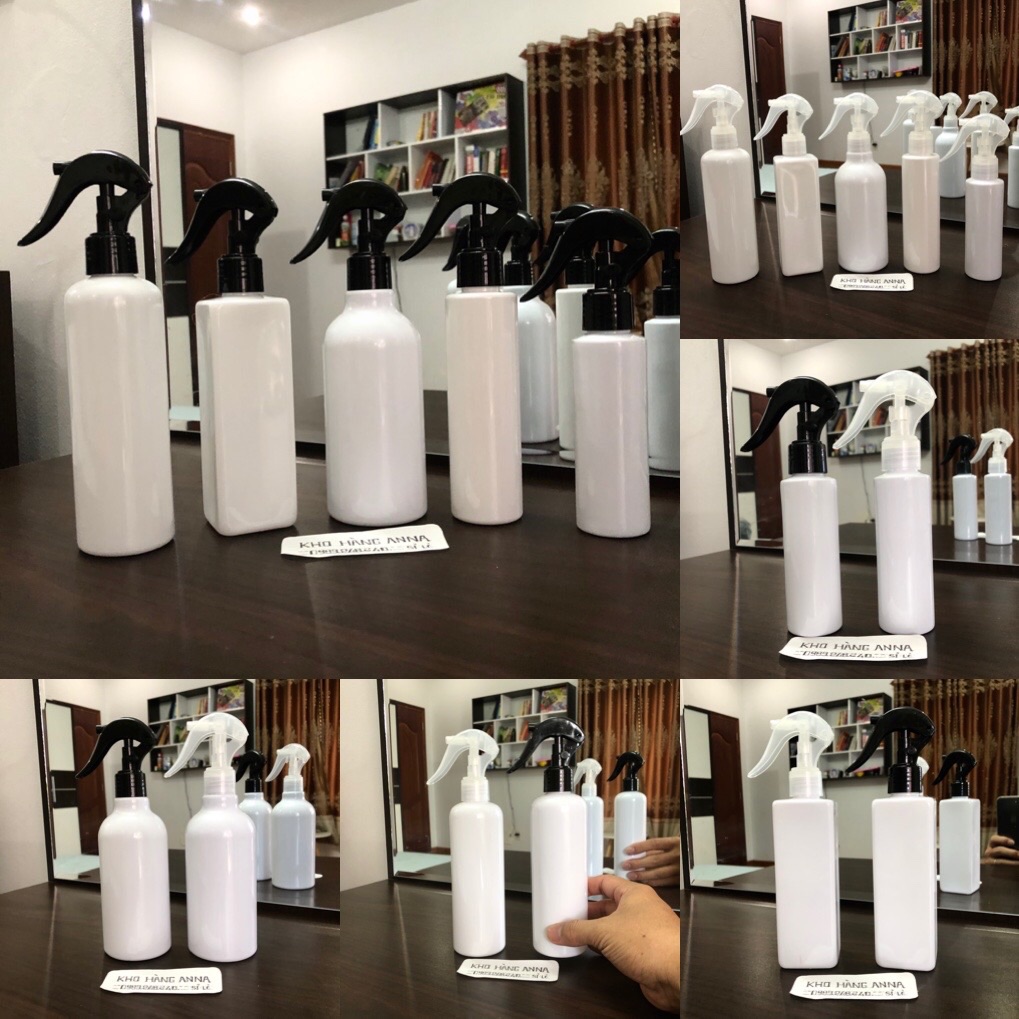 [ Bóp Xịt kính phun sương ] 2 Chai nhựa Màu trắng 100ml/ 150ml/ 200ml / 250ml / 300ml- Combo 2 chai nhựa màu trắng xịt phun sương - Chai trắng đựng nước rửa , Chai xịt tưới cây, chai xịt phun tóc