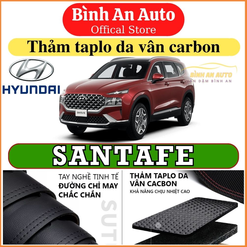 Thảm taplo hyundai santafe 2013-2021 da vân cacbon, thảm phủ taplo, taplo cacbon, taplo da - bình an auto