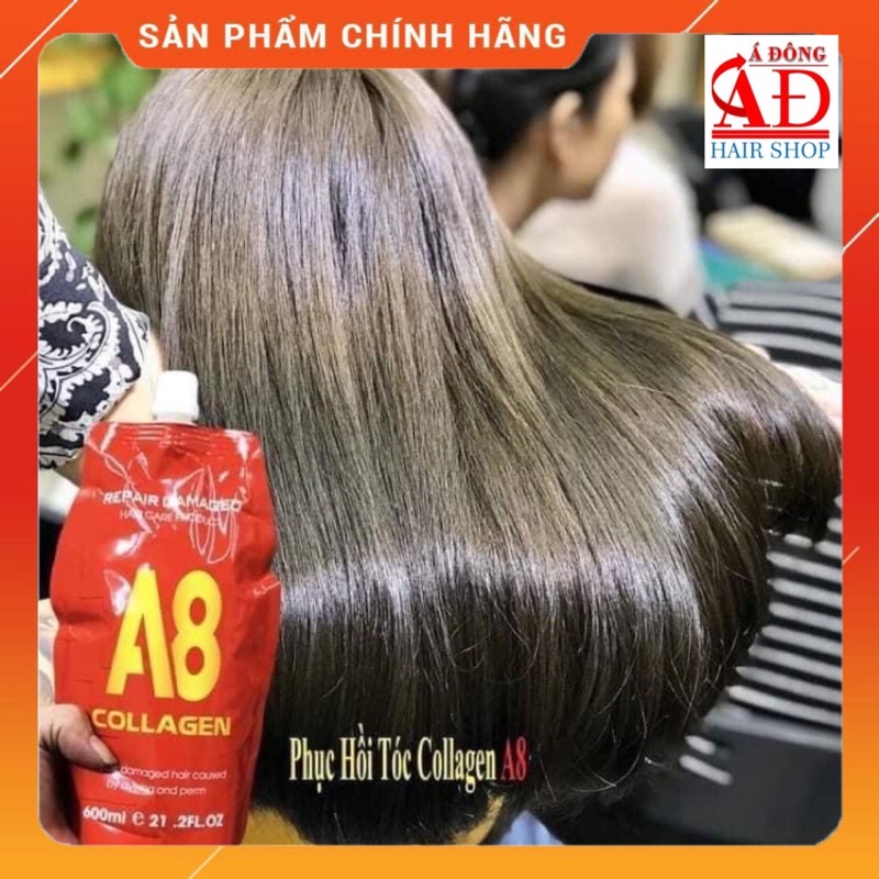 DẦU HẤP Ủ TÓC COLLAGEN A8 PHỤC HỒI SIÊU MƯỢT (ĐỎ) 600ML