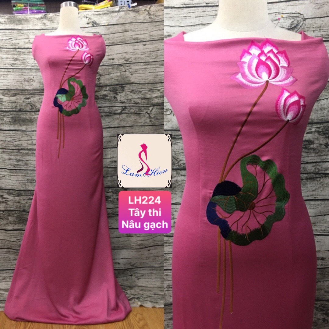 Vải áo dài lụa tây thi bông thêu LH224