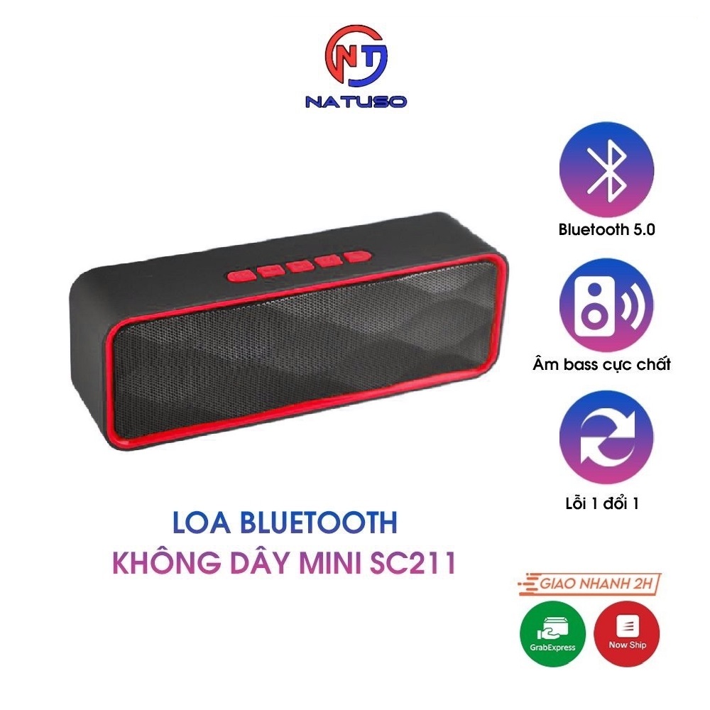 Loa Bluetooth Mini Nghe Nhạc Không Dây Nhỏ Gọn Đa Năng Dùng Được Usb Thẻ Nhớ SC211