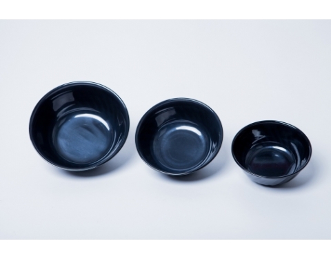 Tô Nhựa Melamine Xoắn Đen Bóng