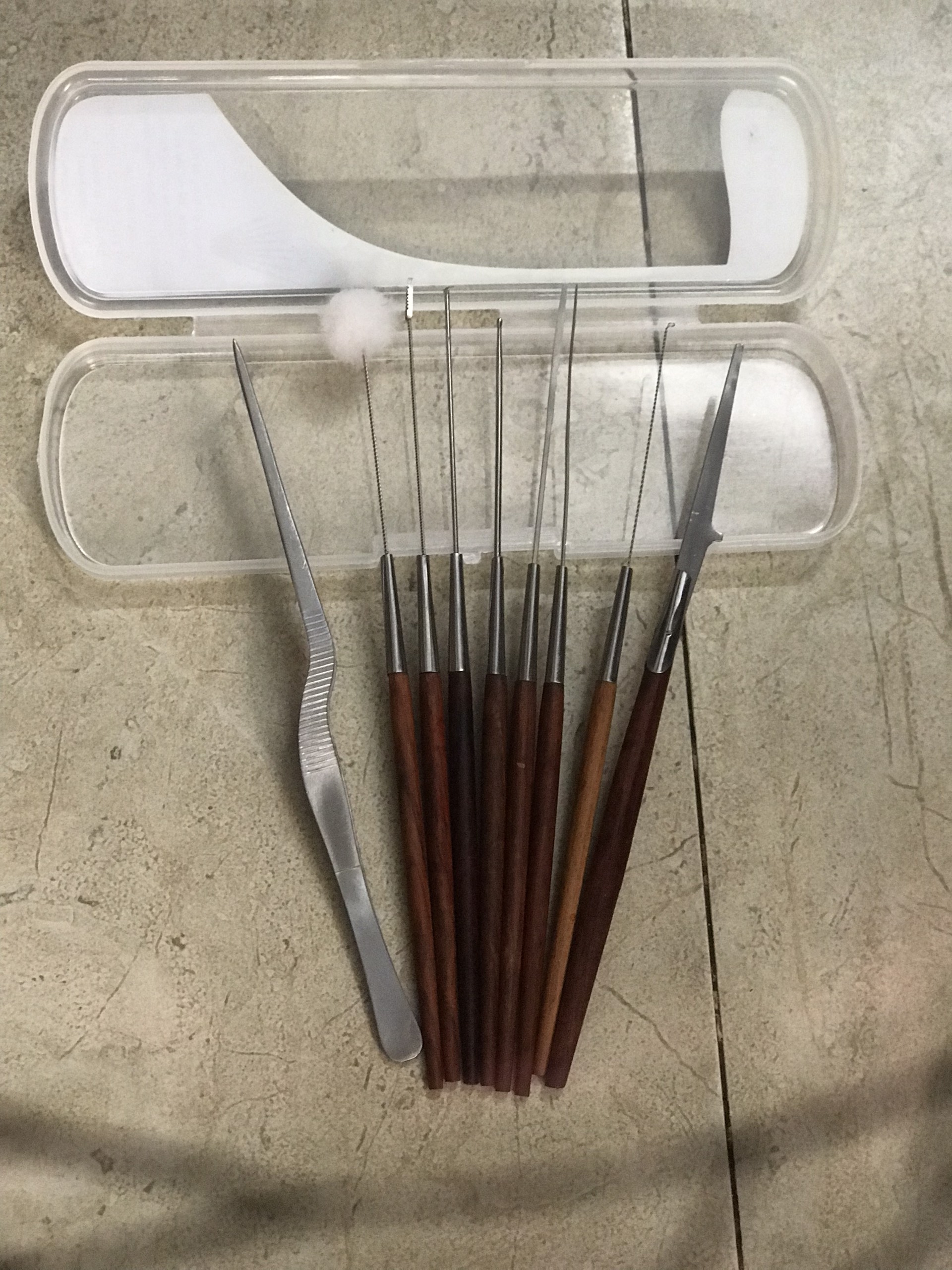 Bộ dụng cụ lấy ráy tai - móc ráy tai ( HỘP NHỰA - GỖ HƯƠNG )