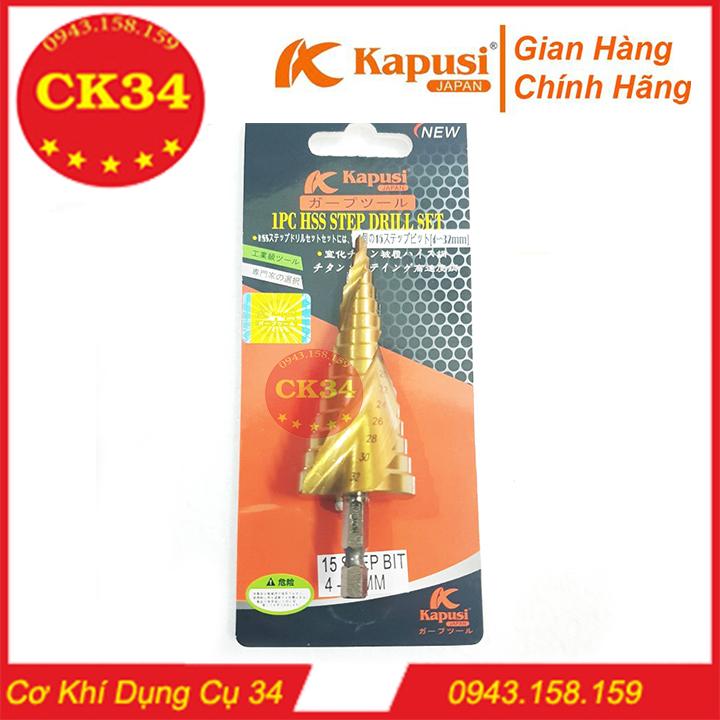 Mũi khoan tháp 4 -32 mm chuôi lục giác kapusi japan