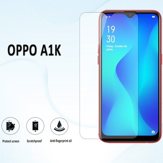 Kính cường lực trong suốt Oppo A1K (Kèm miếng lau)