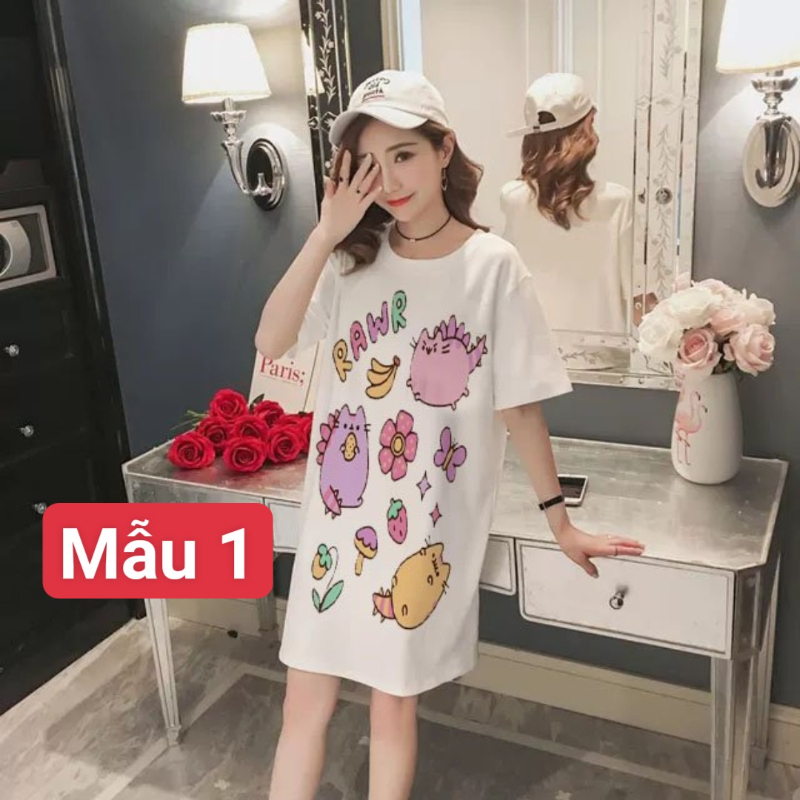 Váy ngủ dáng suông chất cotton hình đáng iu
