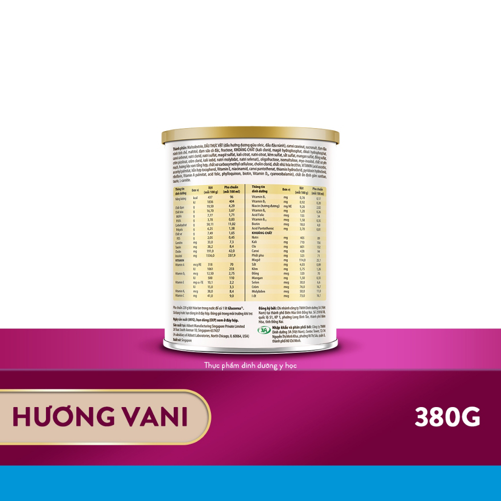 Sữa bột dành cho người bị tiểu đường Glucerna Abbott 380g Hương Vani