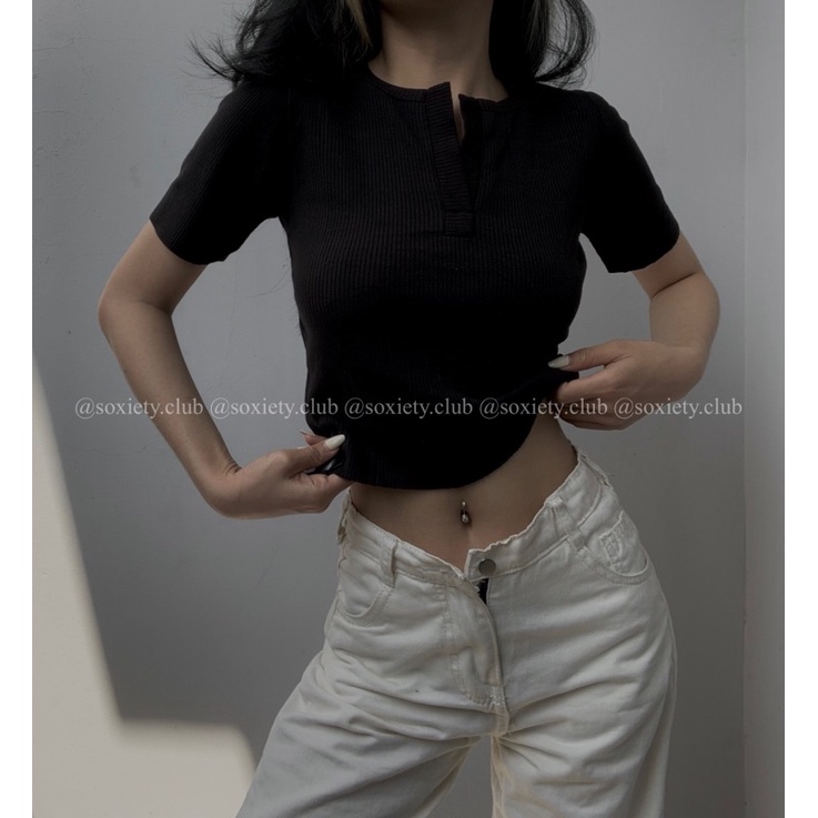 Croptop Basic Cổ V💕A08