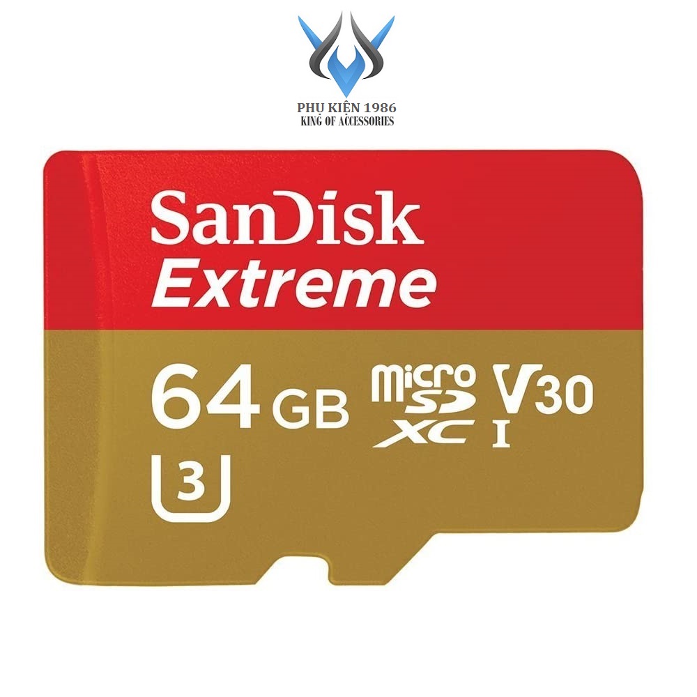 Memory card microsdxc sandisk extreme 64gb u3 4k v30 r170mb/s w80mb/s