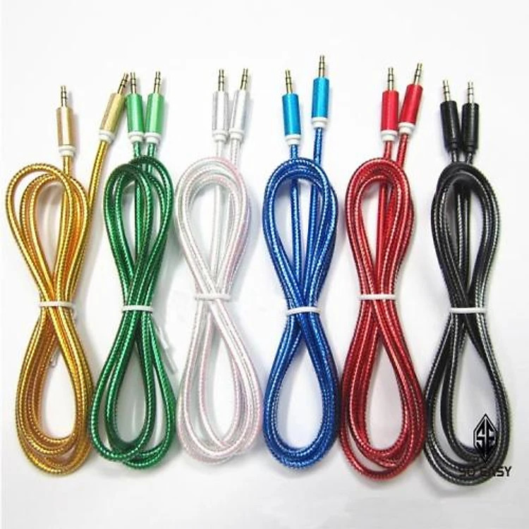Combo 2 dây cáp âm thanh 3.5mm sang 3.5mm dây dù dài 1M ( Giao màu ngẫu nhiên )