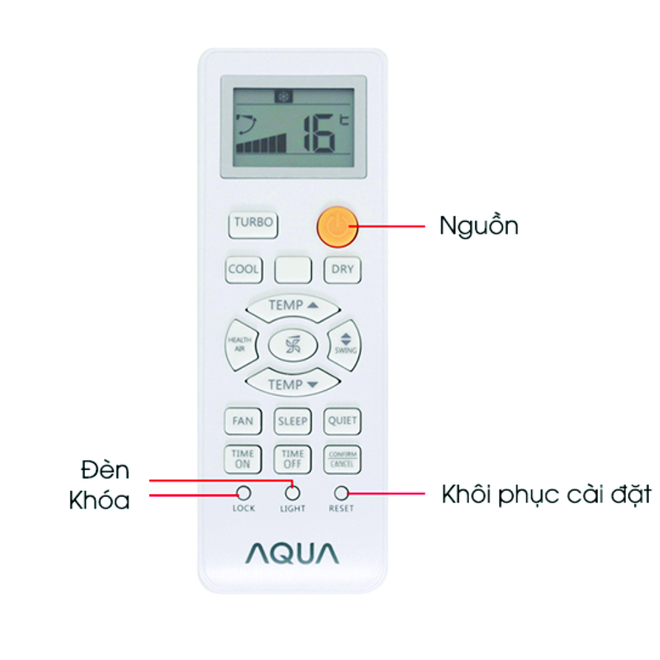 Điều khiển điều hoà AQUA (Nút cam)