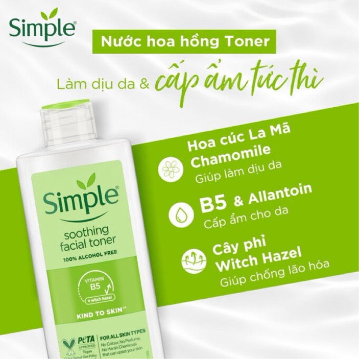 NƯỚC HOA HỒNG DƯỠNG ẨM LÀM SẠCH DA SIMPLE 200ml