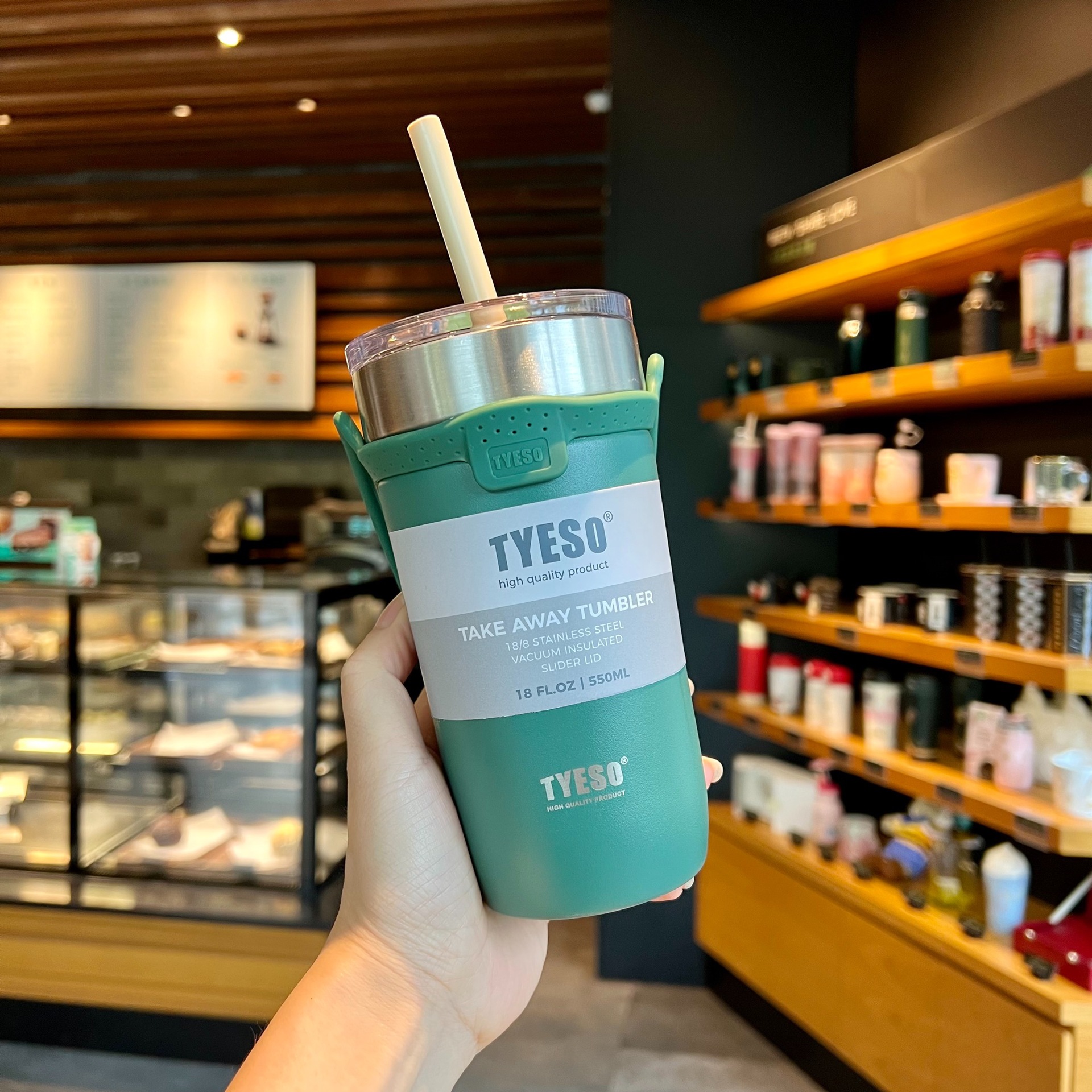 Ly giữ nhiệt tyeso 550/710ml, bình giữ nhiệt inox 304 chống gỉ có dây treo kèm ống hút silicon cao cấp - tuhuhouse