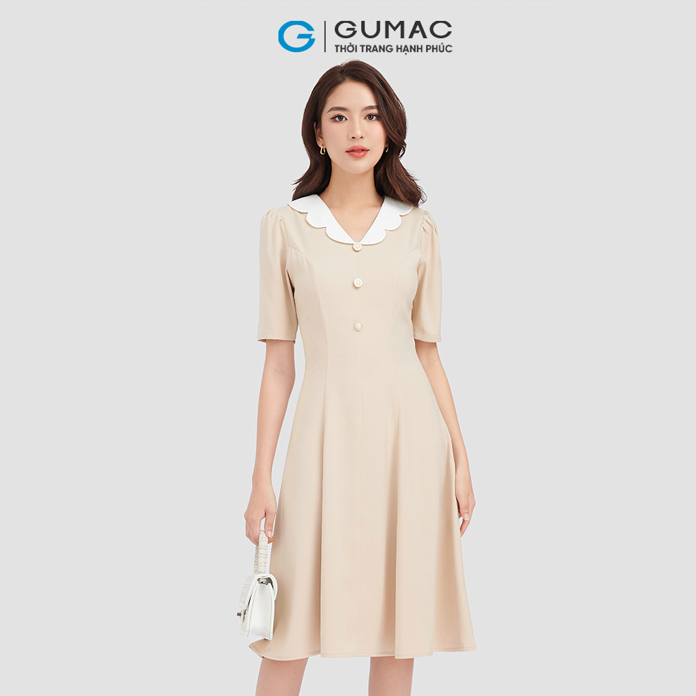 Đầm xòe phối cổ thời trang GUMAC DC10020