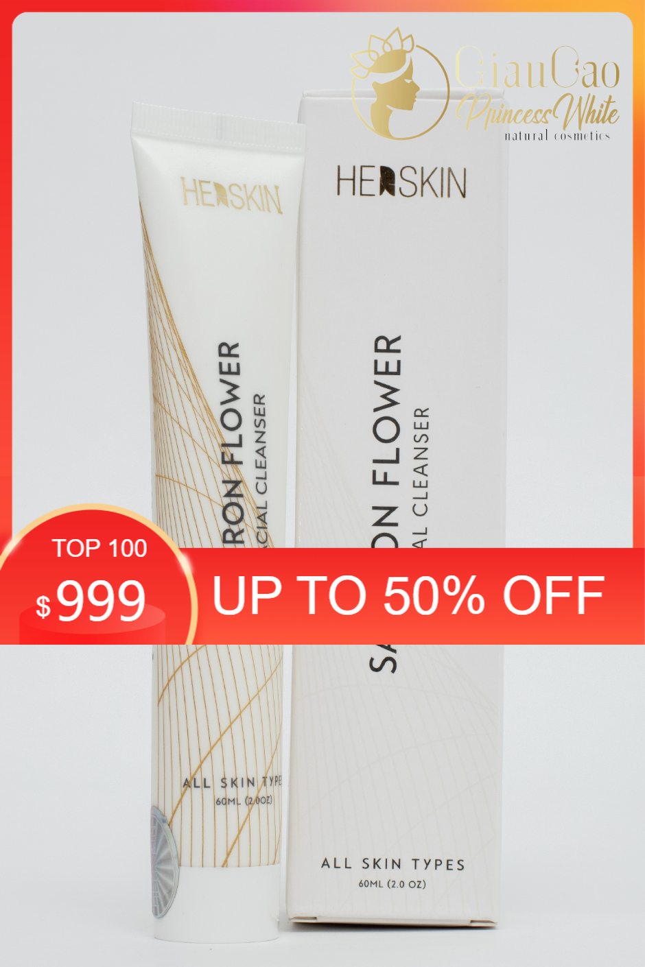 SỮA RỮA MẶT TRẮNG DA HERSKIN  PRINCESS WHITE CHAI 60ML