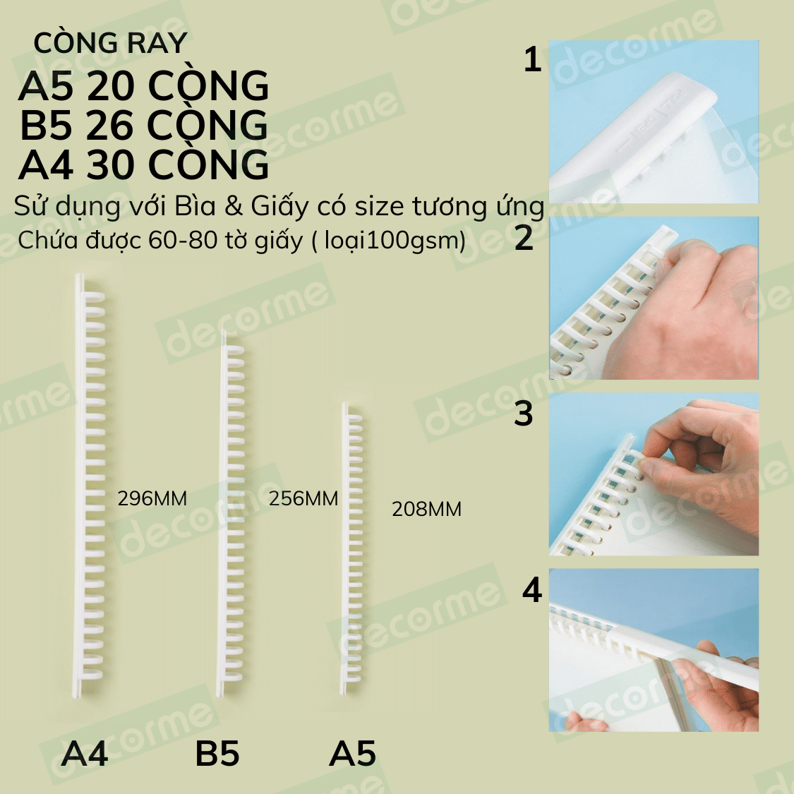 Bìa còng B5 A5 A4 DecorMe Bìa Nhựa đã đục lỗ dày 0.65mm làm sổ caro bullet journal