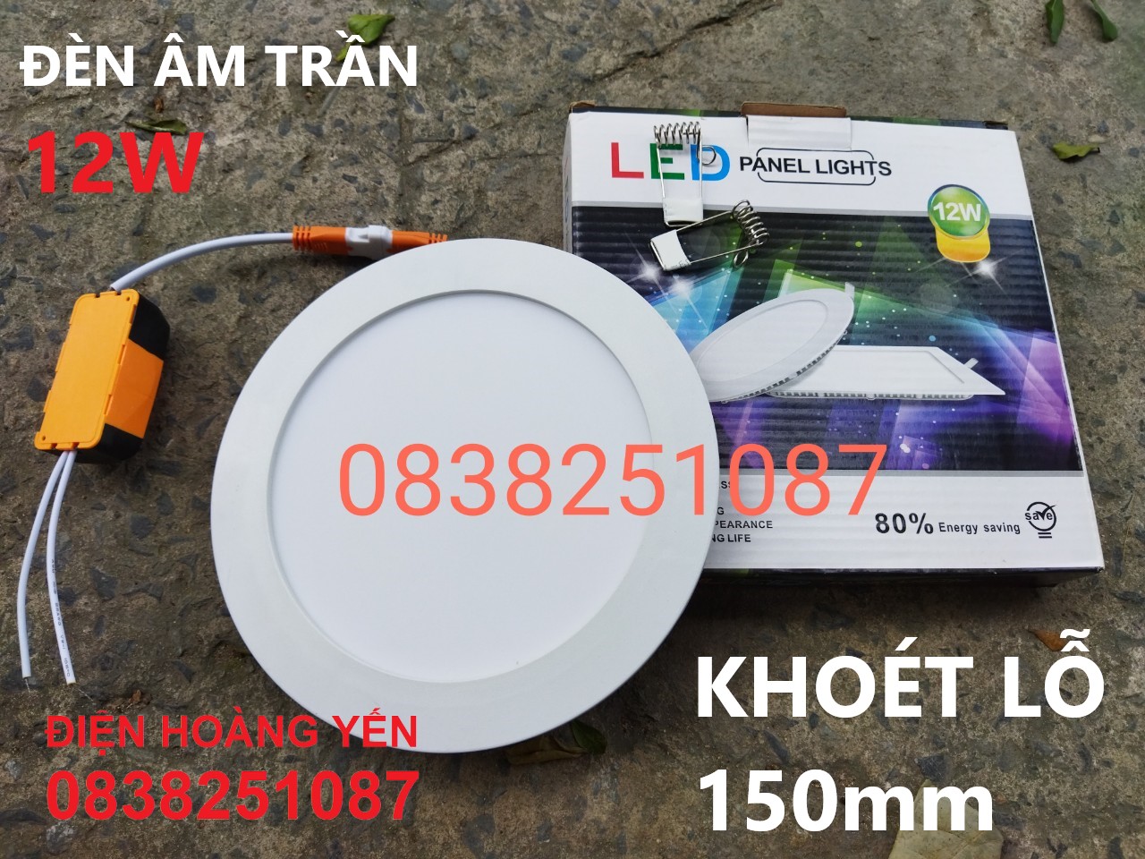 4 đèn led âm trần siêu mỏng tròn 12w bảo hành 1 năm