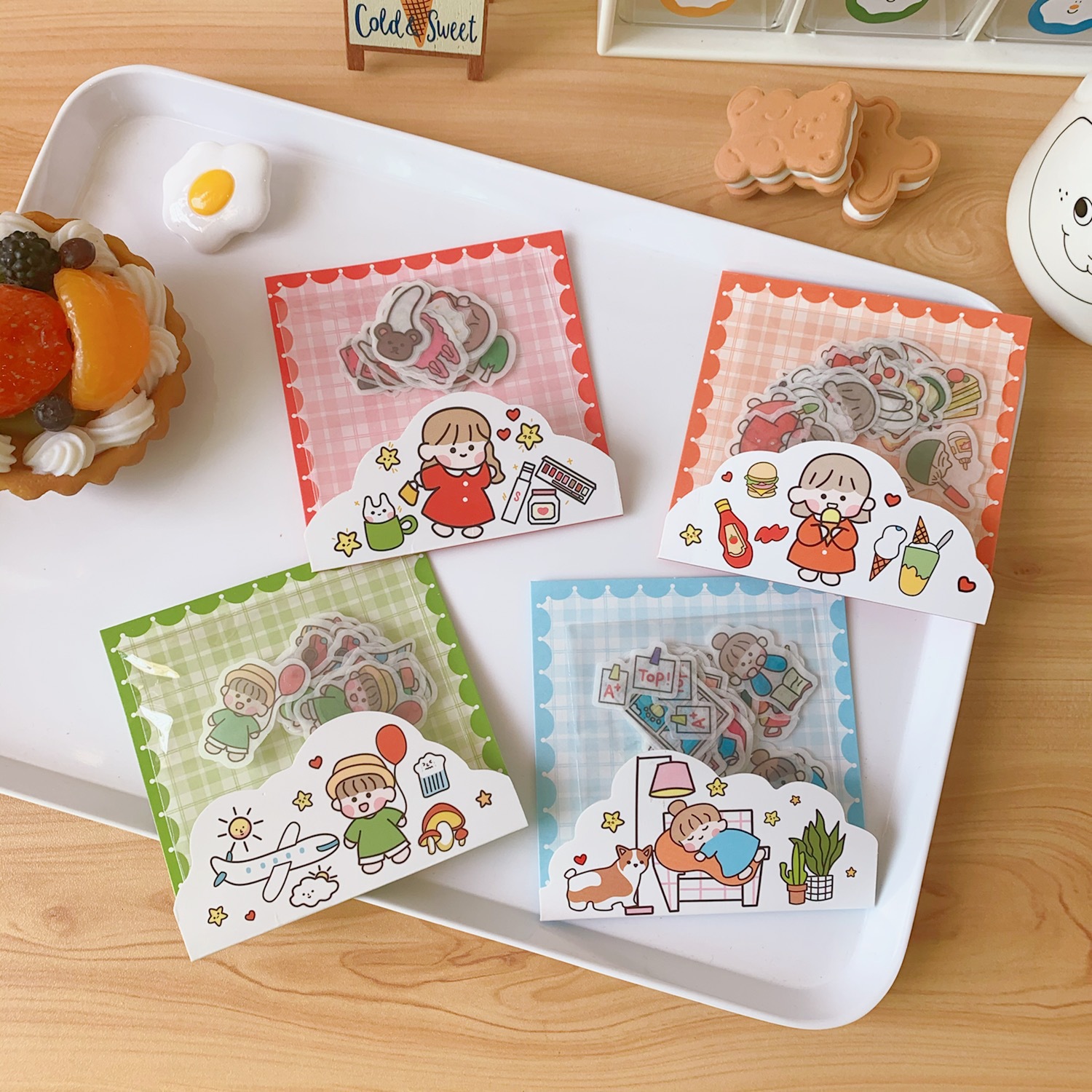 [HCM]Set miếng dán sticker decal sổ vở cô bé 40 miếng