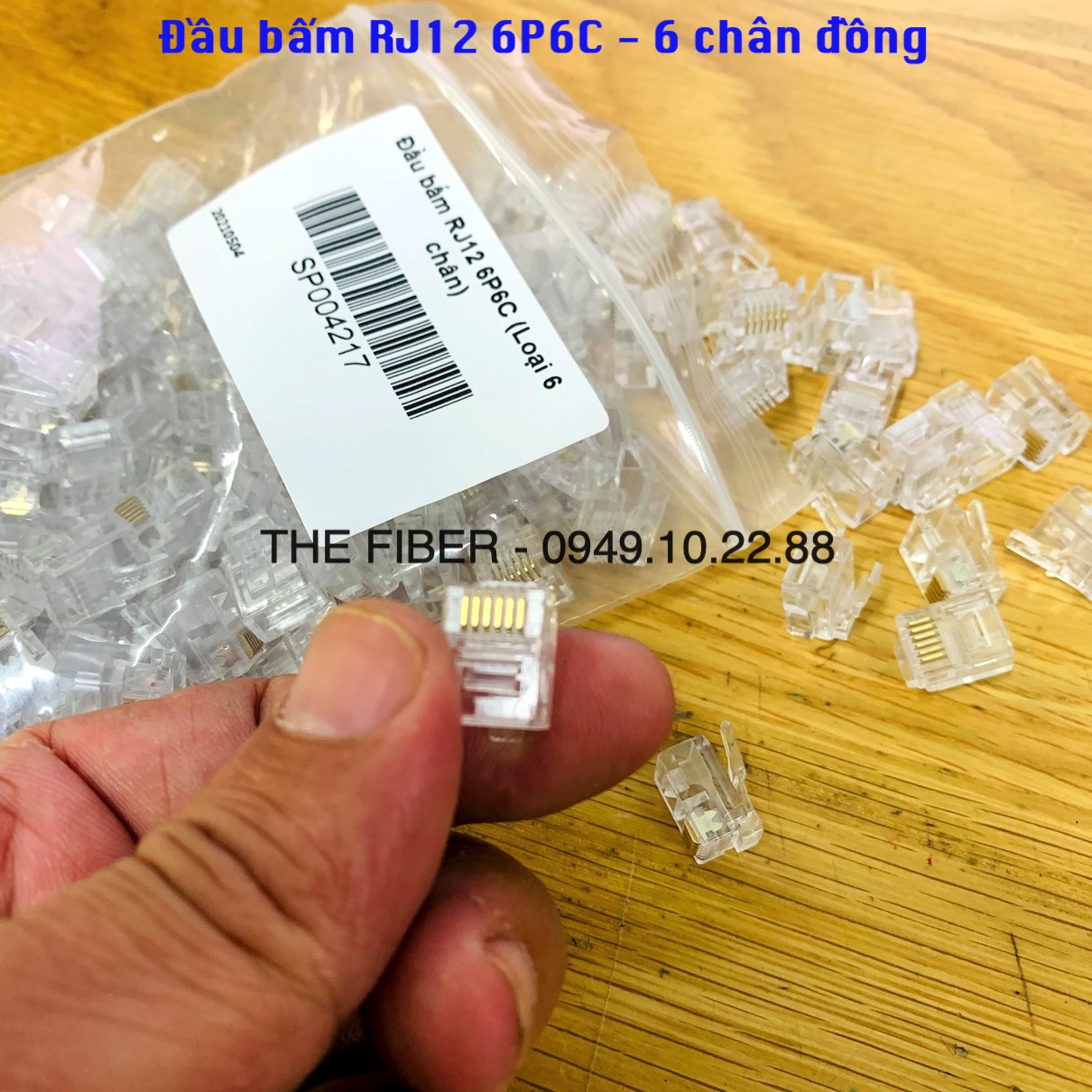 Bịch 20 đầu nối dây điện thoại rj12 6p6c