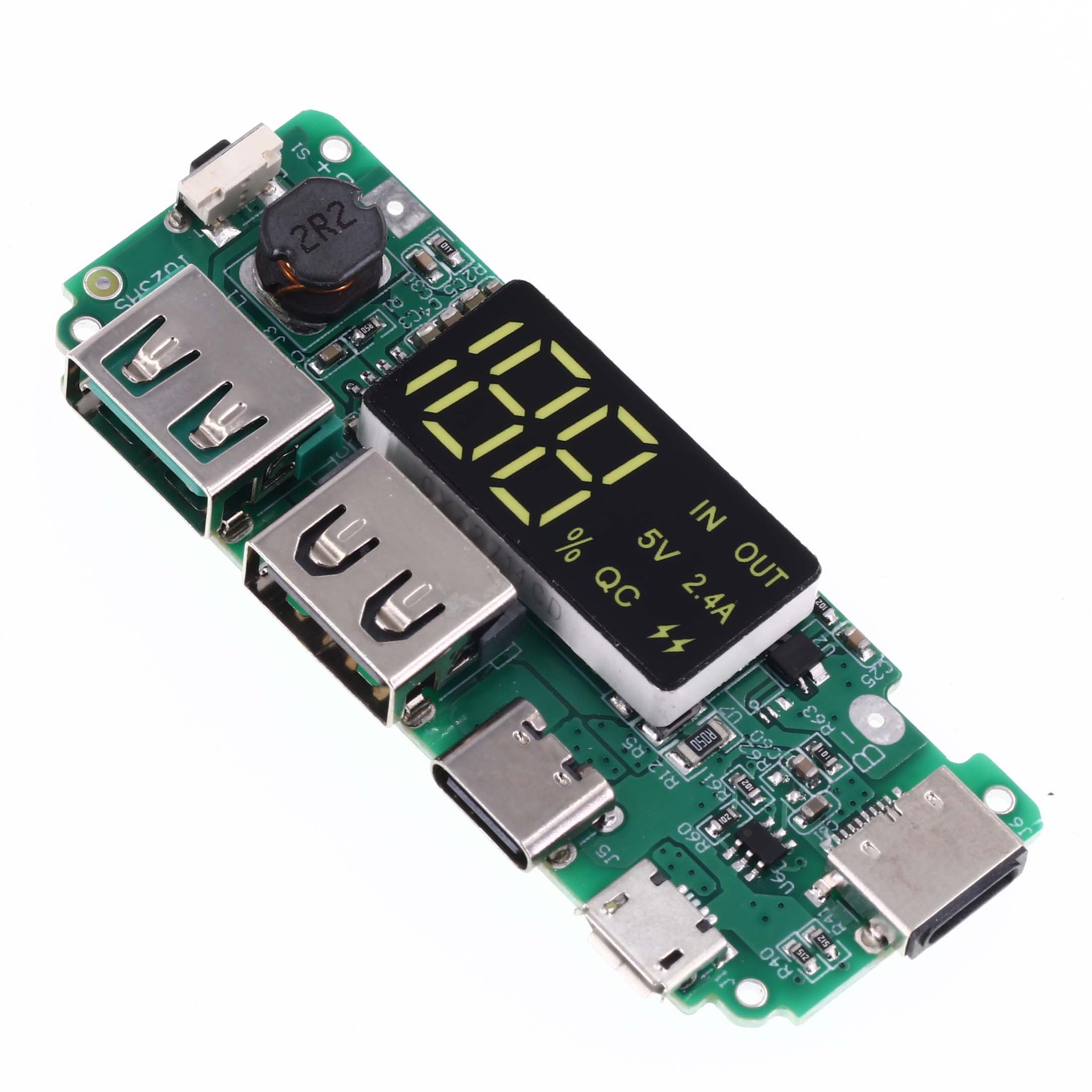 Mạch sạc dự phòng pin lithium dự phòng với đèn led 2 cổng usb 5v 2.4a 2a 1a micro / type-c mô-đun sạc pin lithium