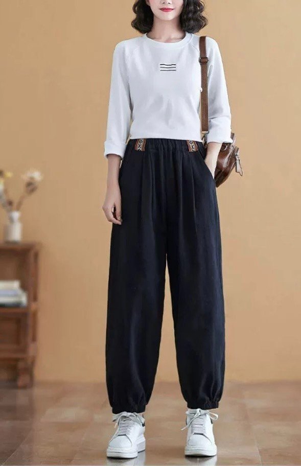Quần Jogger Nữ LAMODE Ống Rộng Cạp Chun QBB