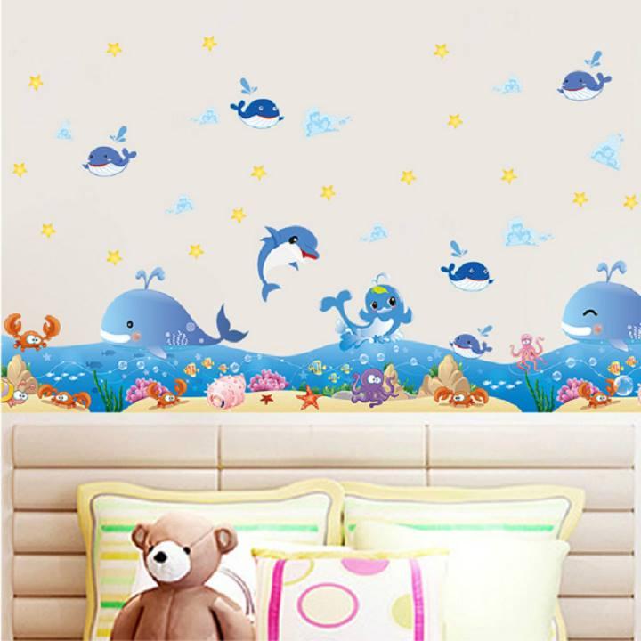 [HCM]DECAL DÁN TƯỜNG CÁ VOI VÀ CHÂN TƯỜNG