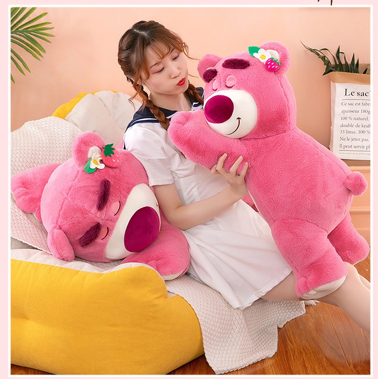 Thú bông lotso gấu dâu lotso size lớn cao cấp lông mịn an toàn cho bé ảnh thật