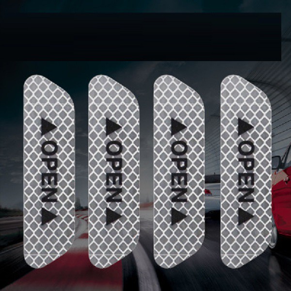 Bộ 4 DECAL dán OPEN phản quang báo mở cửa ô tô