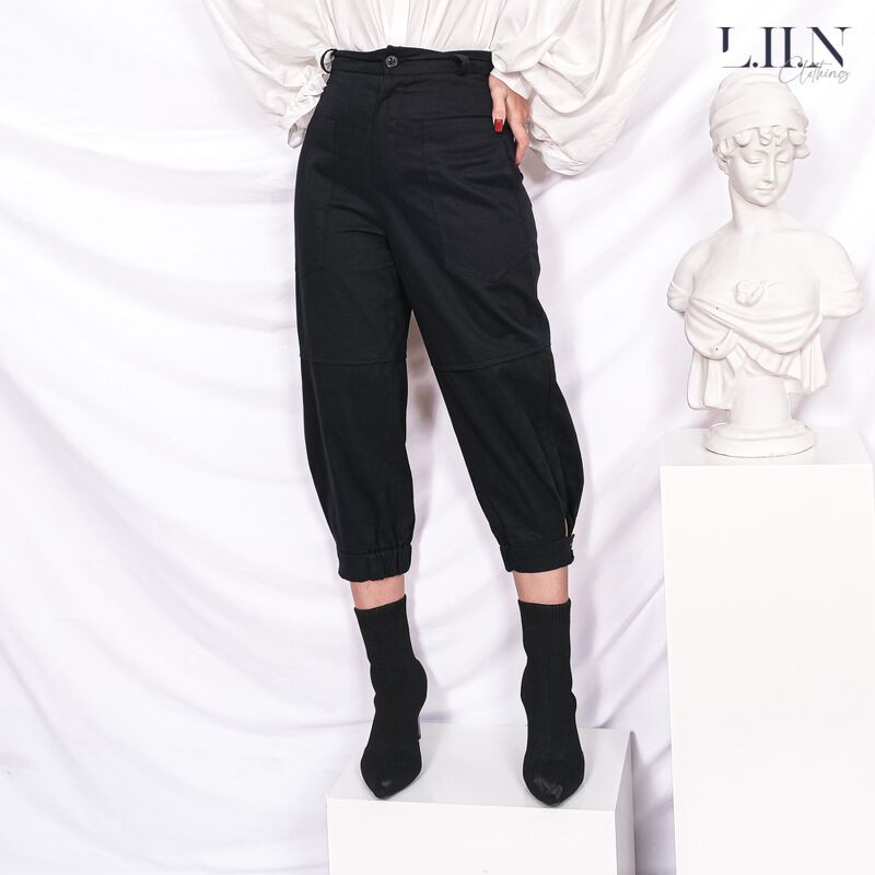 Quần kaki nữ màu đen bo gấu cá tính LIIN Clothing Q3231