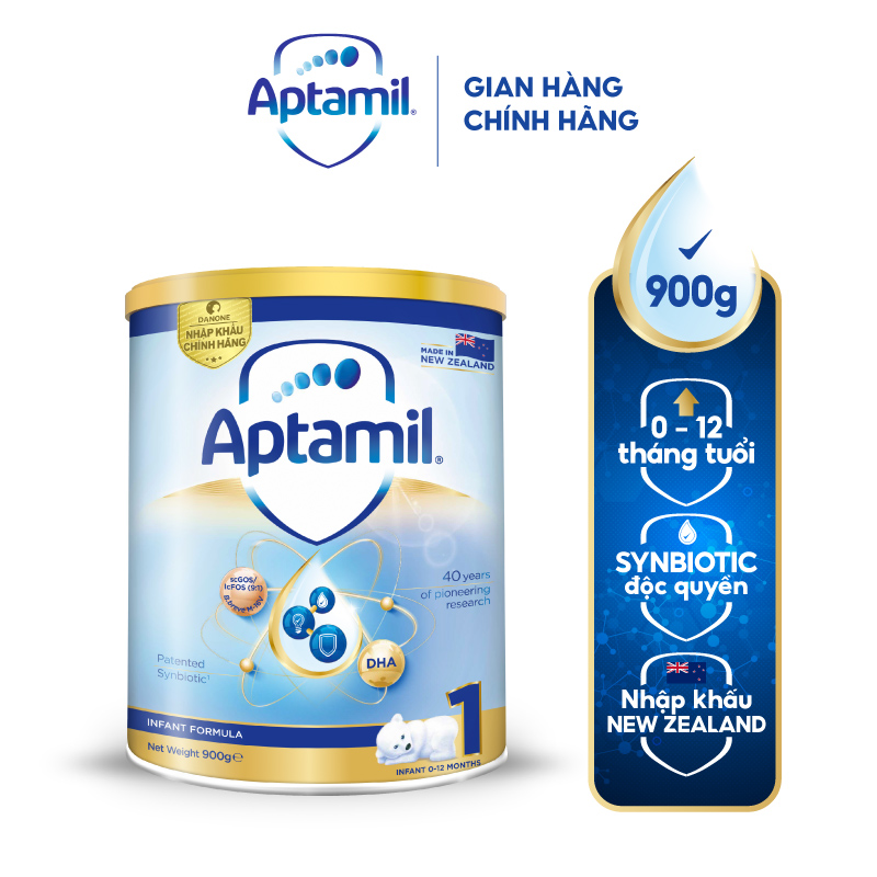 Date 03.2022 Sữa bột Aptamil New Zealand hộp thiếc số 1 900g cho bé 0-12