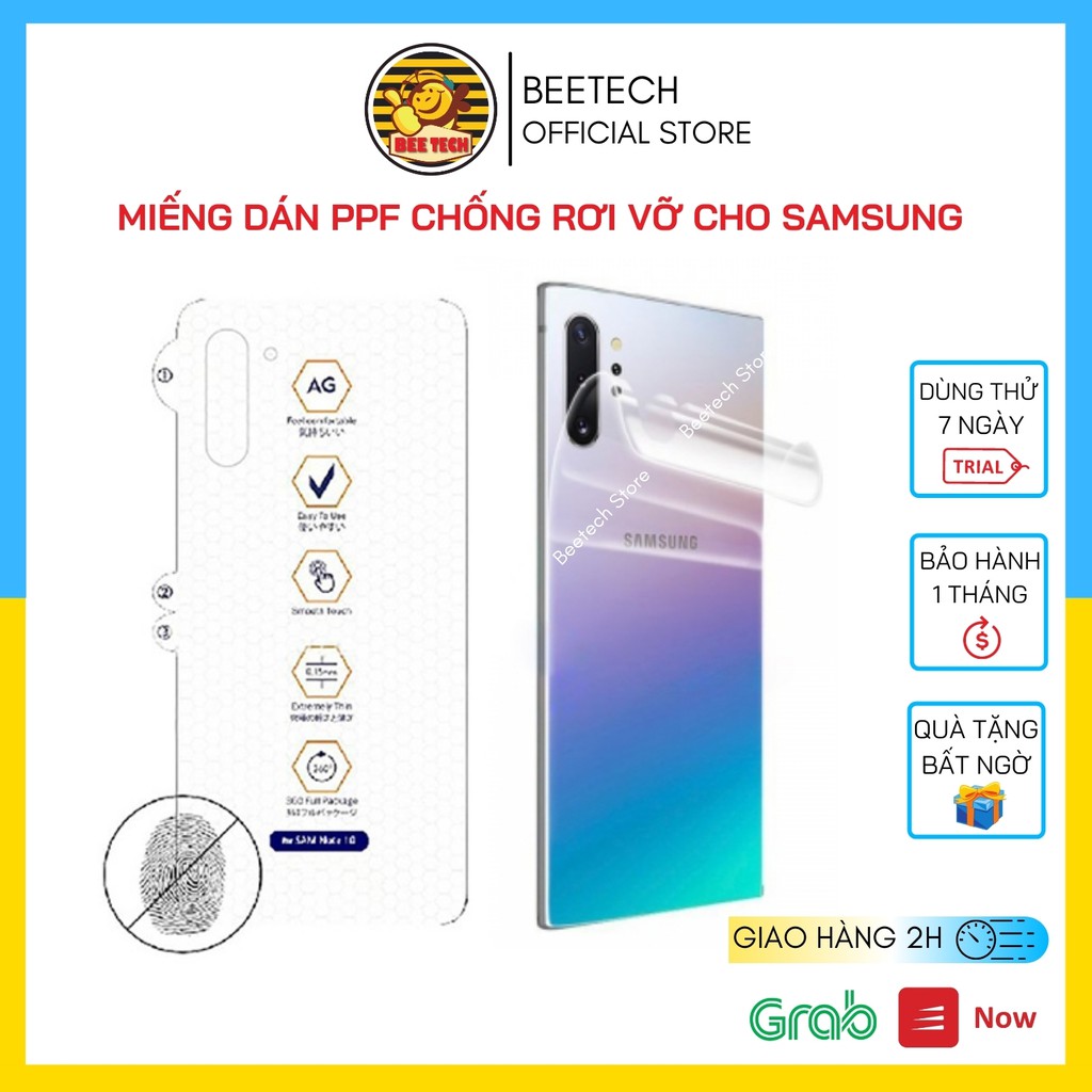 Miếng Dán PPF mặt lưng cho Samsung S8/S8plus/S9/S9plus/S10/S10plus/Note8/Note9... Beetech