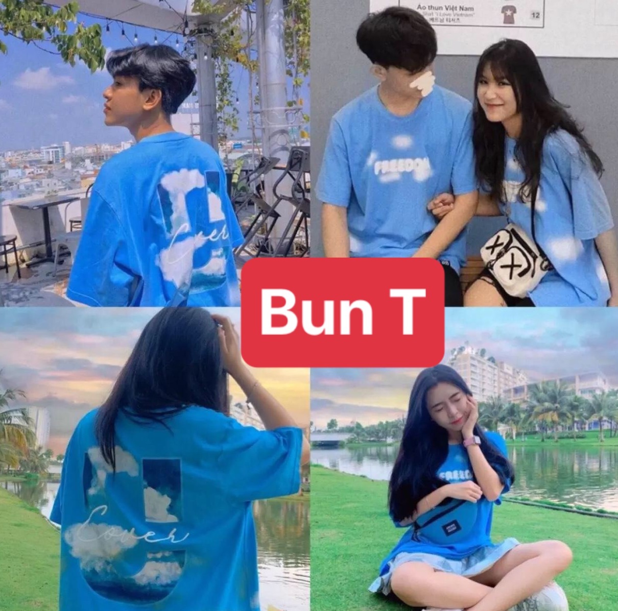 ÁO THUN NAM NỮ XANH CHỮ U PHOM FORM RỘNG TAY LỠ XÌ TEEN MẠNH MẼ SÀNH ĐIỆU CAO CẤP - TRANGBUN FASHION