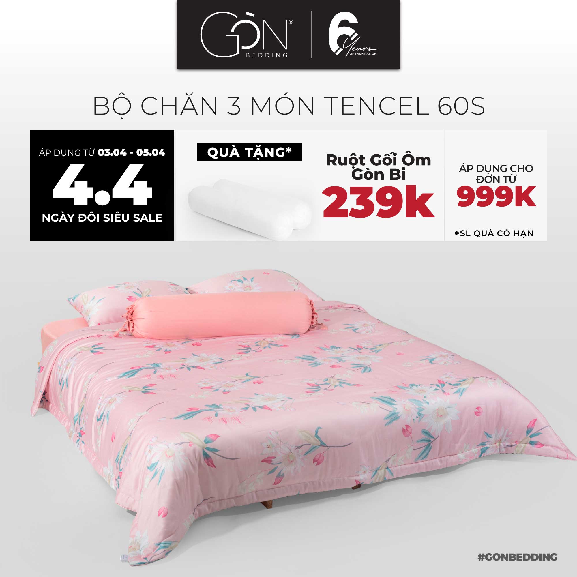 Bộ Chăn Gối 3 Món Gòn Bedding Lụa Tencel 60s - Lụa Modal cao cấp Hoạ tiết (gồm 1 Chăn chần và 2 Vỏ gối nằm)