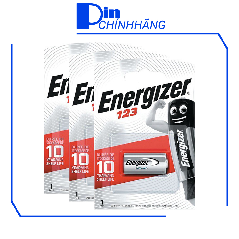 3 viên Pin Energizer 123 chuẩn Lithium điện áp 3V