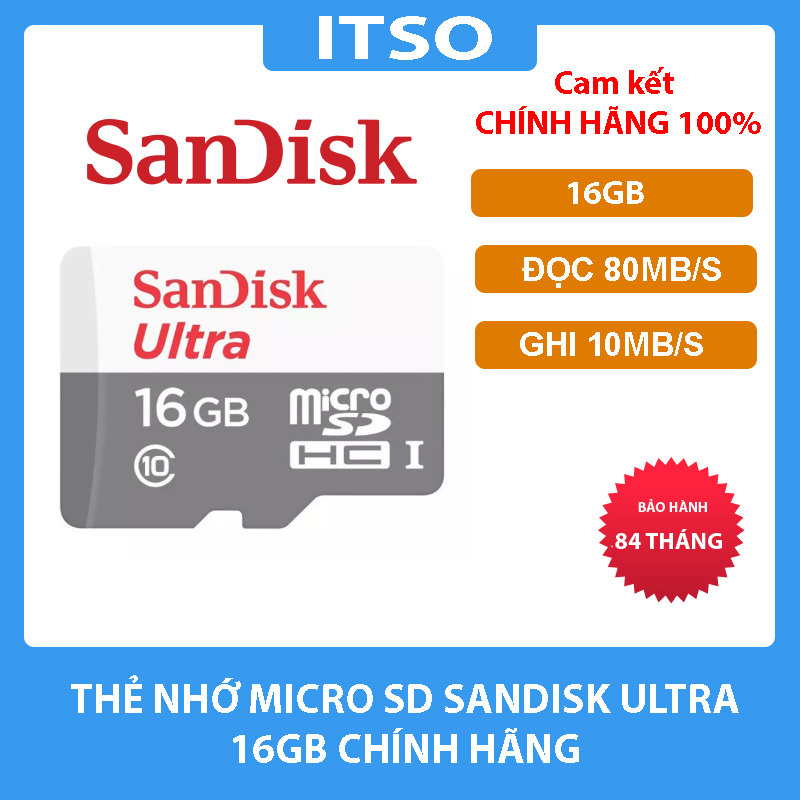 Thẻ nhớ SanDisk Ultra microSDHC 16GB 32GB 64GB 128GB chính hãng