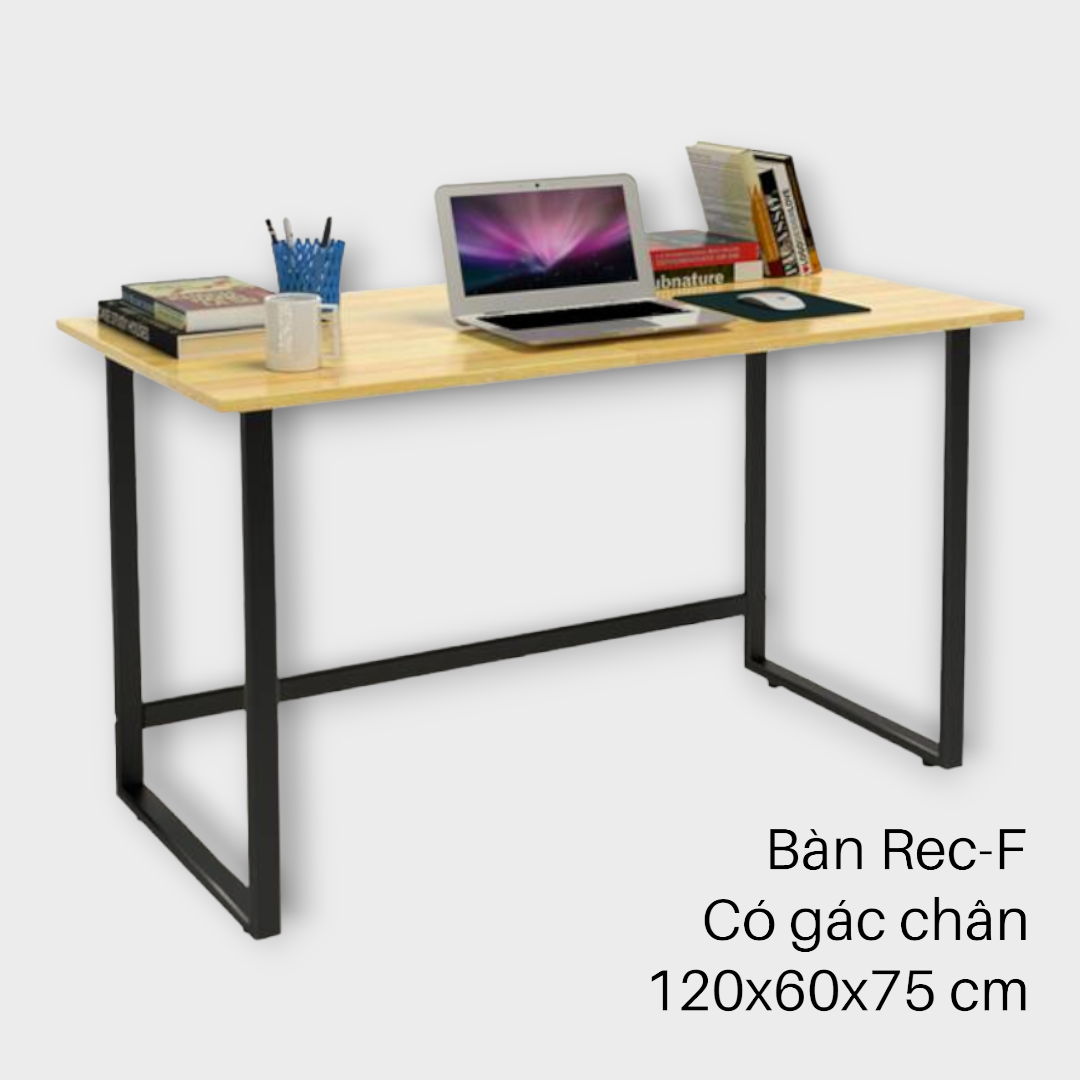 [Freeship] Bàn làm việc, học tập IBIE REC mặt gỗ 120x60cm, chân sắt sơn tĩnh điện, tùy chọn màu sắc, kiểu chân, thiết kế thông minh, đa dụng, chất lượng xuất khẩu