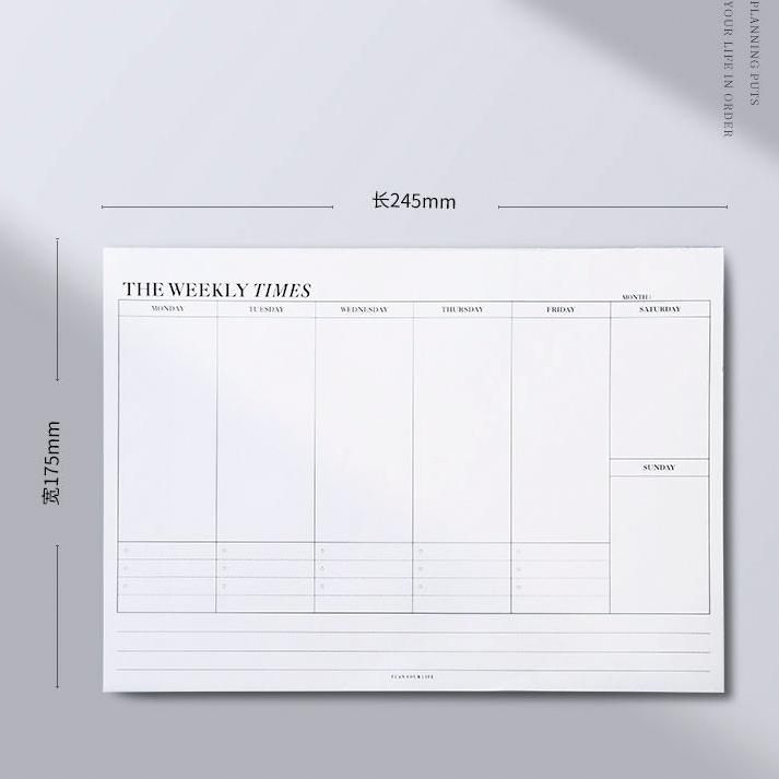 50 tờ giấy ghi chú planner,=. Tập note NO44 kế hoạch thời khóa biểu tuần, tháng khổ to