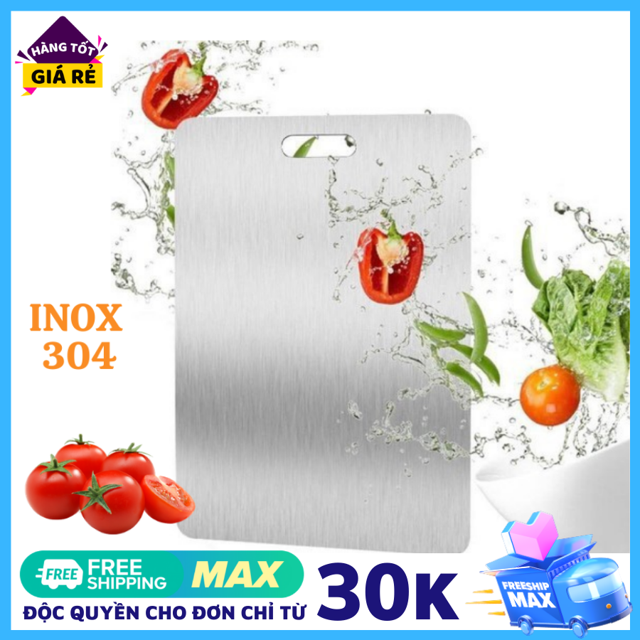 Thớt inox 304 nguyên khối, hàng cao cấp kháng khuẩn, chống ẩm mốc, rỉ sét, không xước dăm, rã đông thực phẩm - thớt inox sus 304 loại tốt,bền hơn thớt kính cường lực, thớt gỗ nghiến