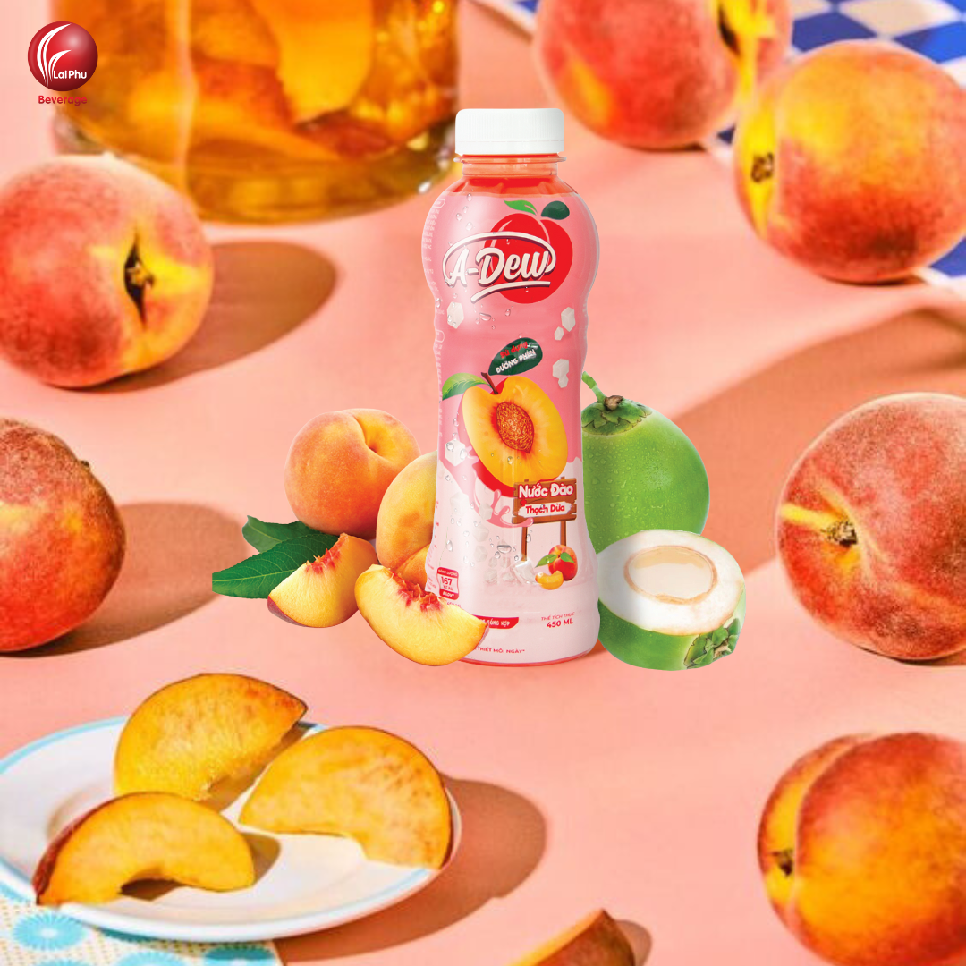 Nước Trái Cây Đào Thạch Dừa A-Dew 450ml - Thùng 24 Chai