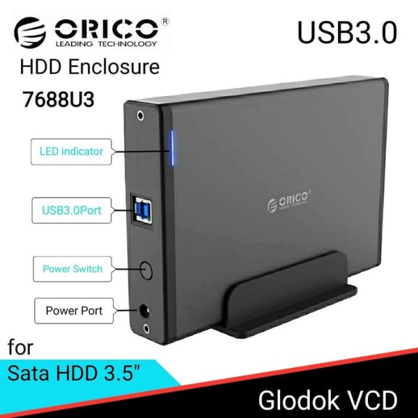 Hdd Box 3.5 Orico 7688U3 Vỏ Kim Loại - Hộp Đựng Ổ Cứng Pc Sata Usb 3.0 Bh 12 Tháng