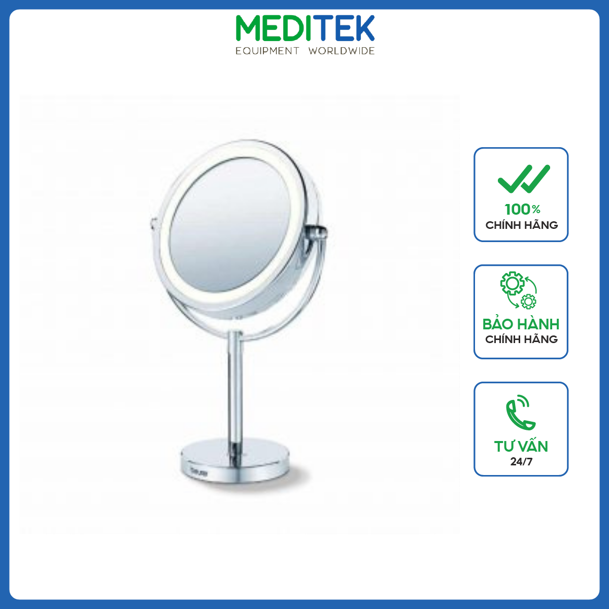 Gương trang điểm để bàn, phóng to 5 lần và có đèn led, Chính hãng Beurer BS69, Bảo hành 24 tháng