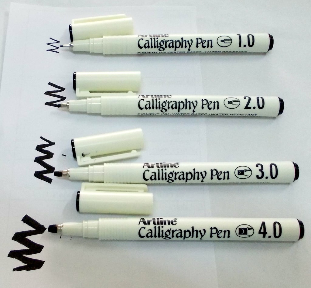 Bộ bút thư pháp Callygraphy màu đen ngòi 1.0- 4.0mm