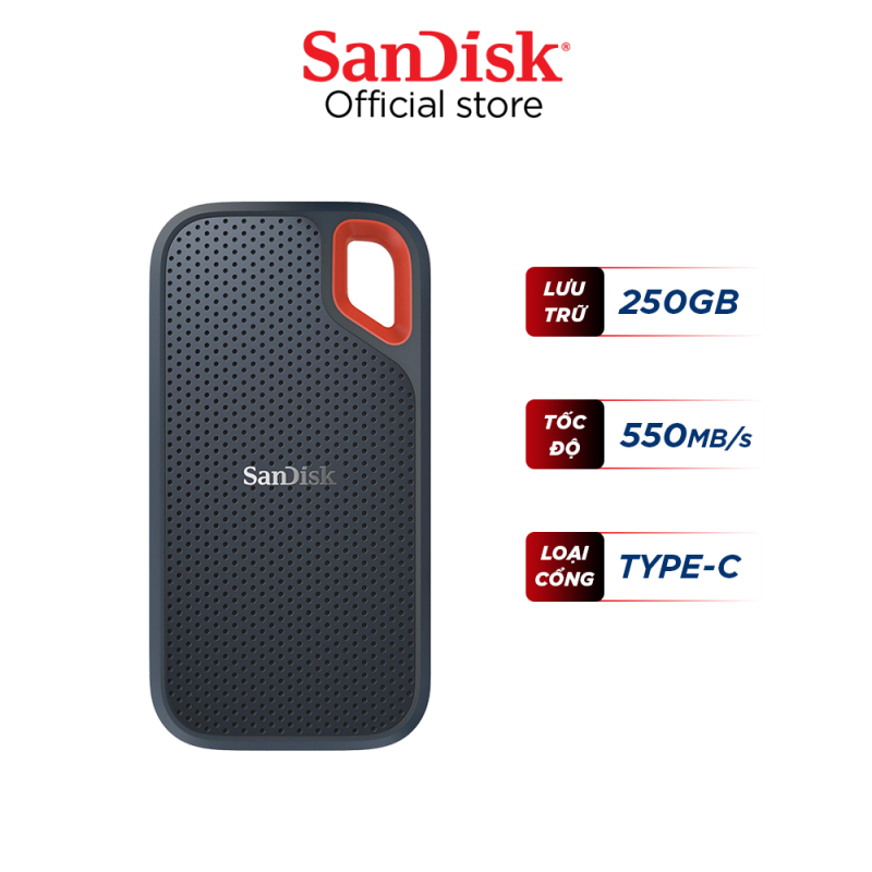 Bảng giá Ổ cứng SSD di động SanDisk 250GB E60 Extreme / USB 3.1 Gen 2 cổng USB Type-C tốc độ upto 550MB/s Phong Vũ