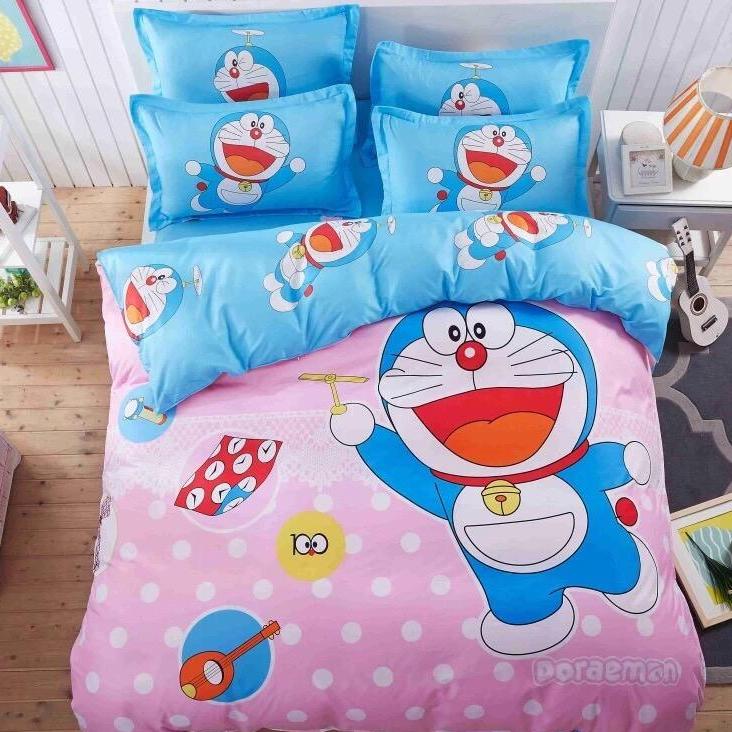 BỘ CHĂN GA GỐI DOREMON XANH + RUỘT CHĂN HÈ.