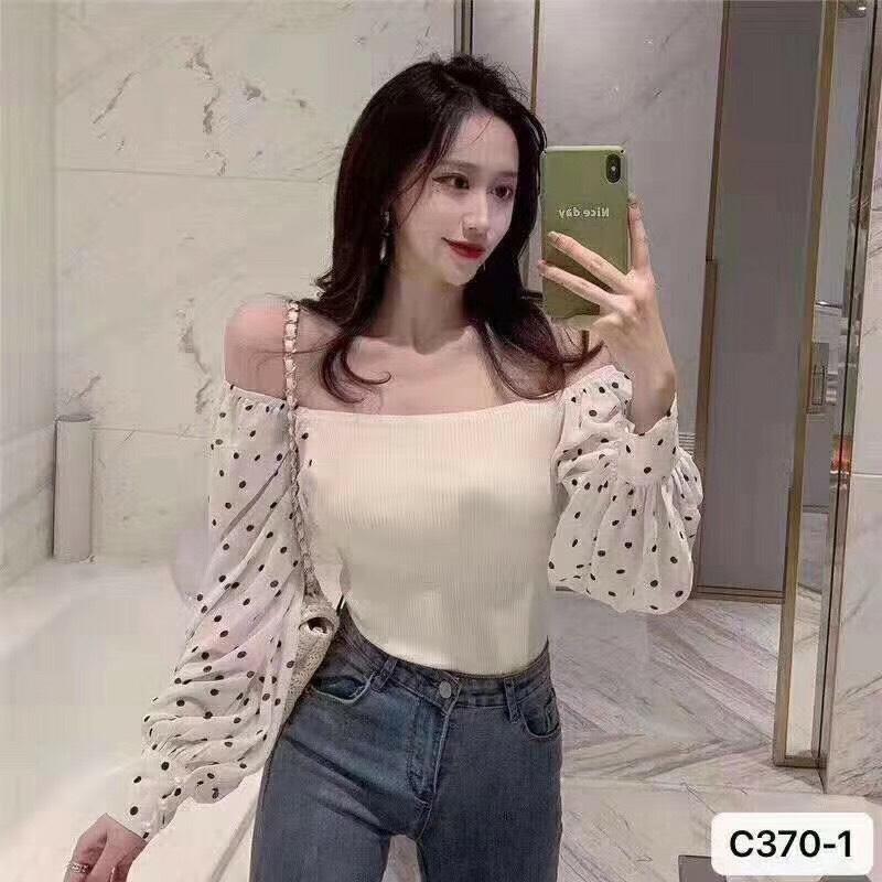 Áo len tay voan phồng