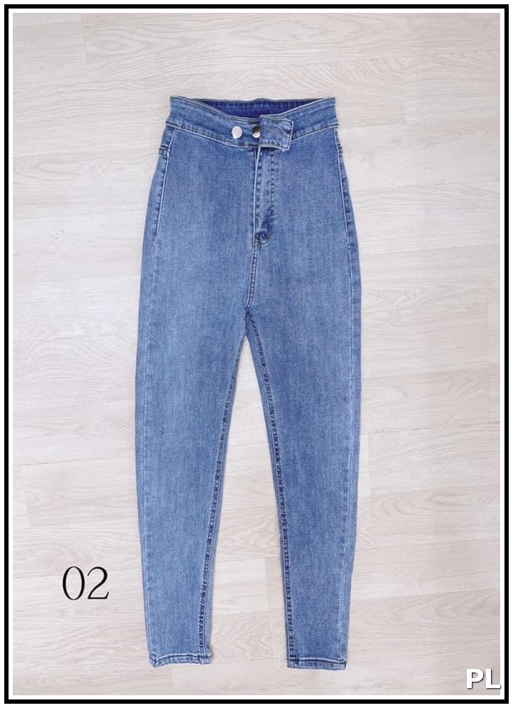Quần Jean Nữ Lưng Cao ĐAI TRƠN PHỐI 2 CÚC GÀI siêu hot chất jean giãn tốt 1-61