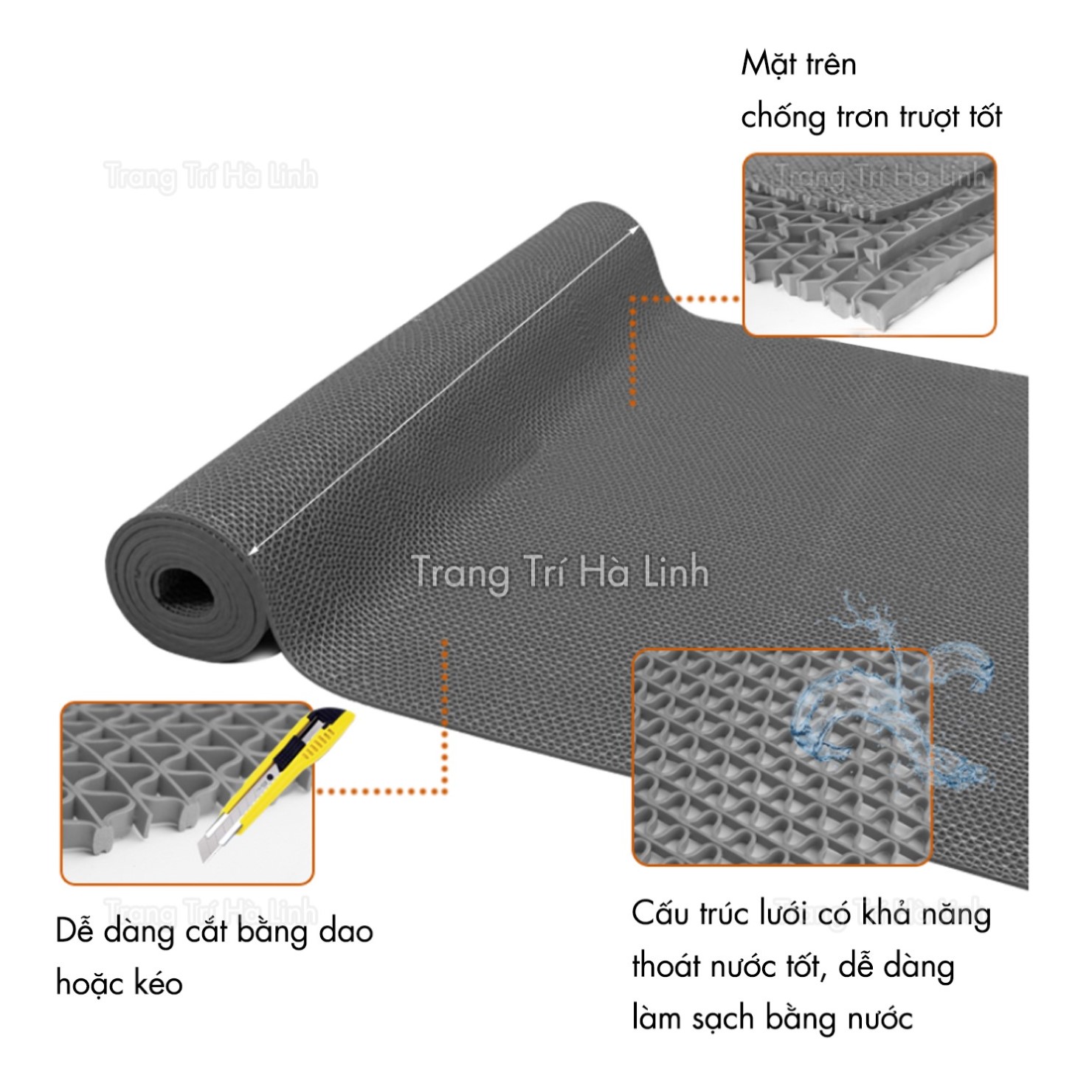 Thảm nhựa lưới chống trơn trượt nhà tắm khổ 90cm