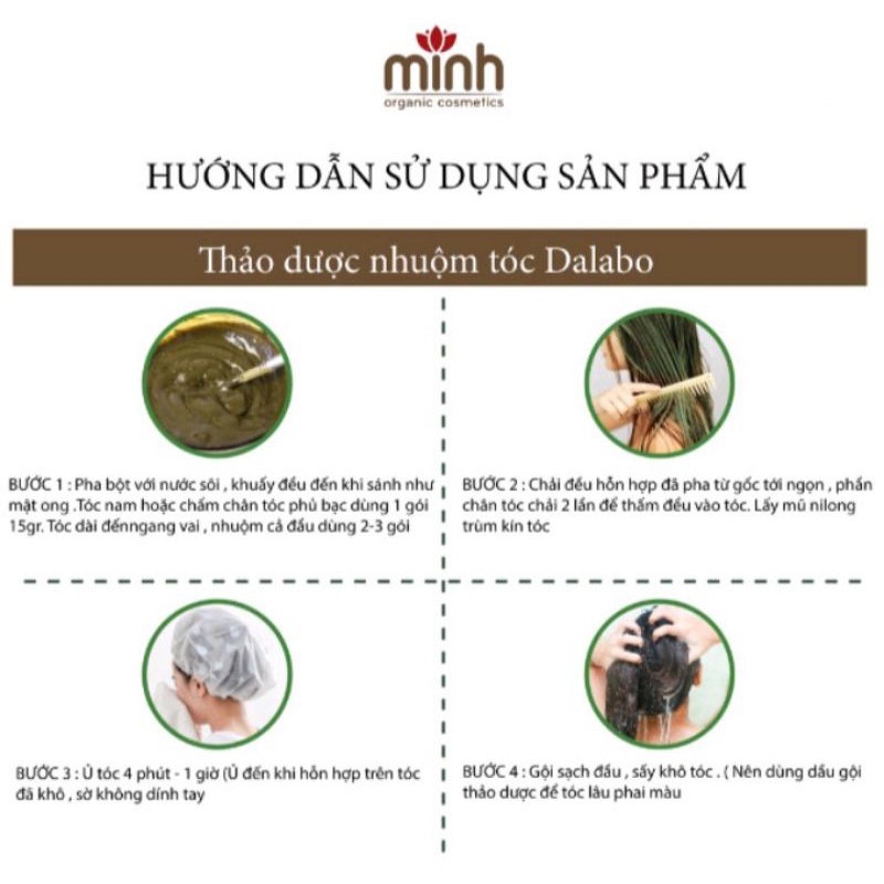 Thuốc nhuộm tóc thảo dược Dalabo (3 gói nhuộm + 1 gói gội)