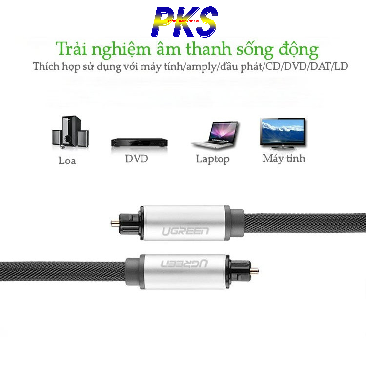 Cáp audio quang Toslink Optical 1.5m bọc lưới cao cấp Ugreen 10542